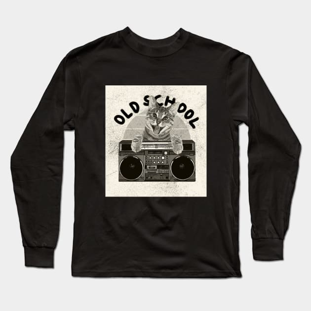 Old School Cat Long Sleeve T-Shirt by meilyanadl